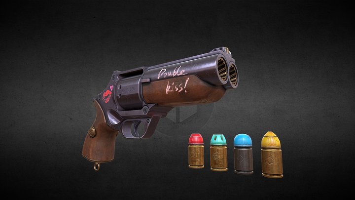 double kiss gun for Hellboy 3D Model