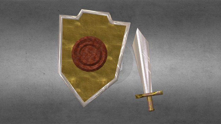 Dungeon Sword & Shield surfaced 3D Model