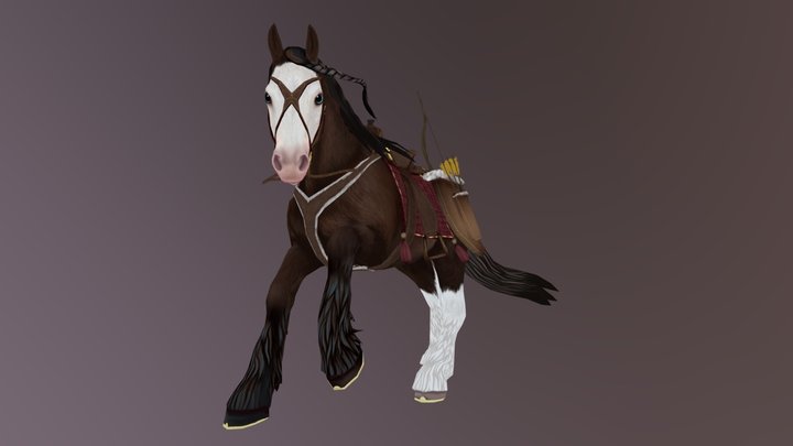 Shire Horse Mounted Archery 3D Model