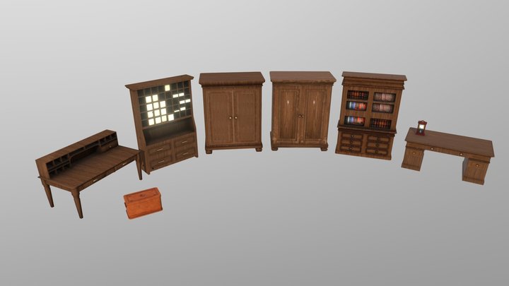Set of 19th century Spanish furniture (part1) 3D Model