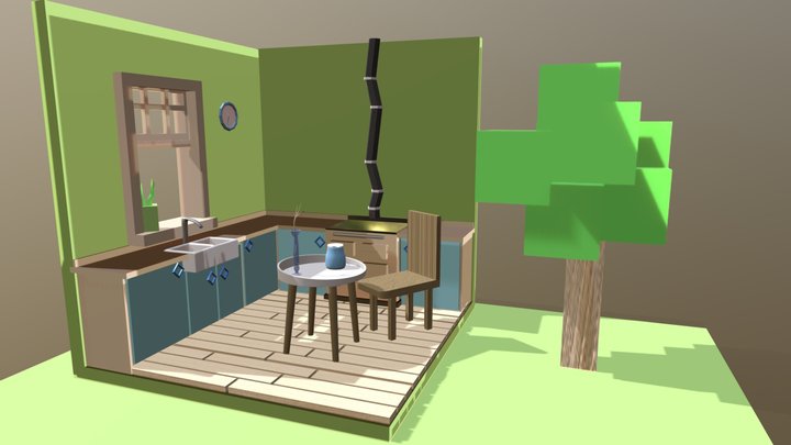 Lowpoly Room 3D Model