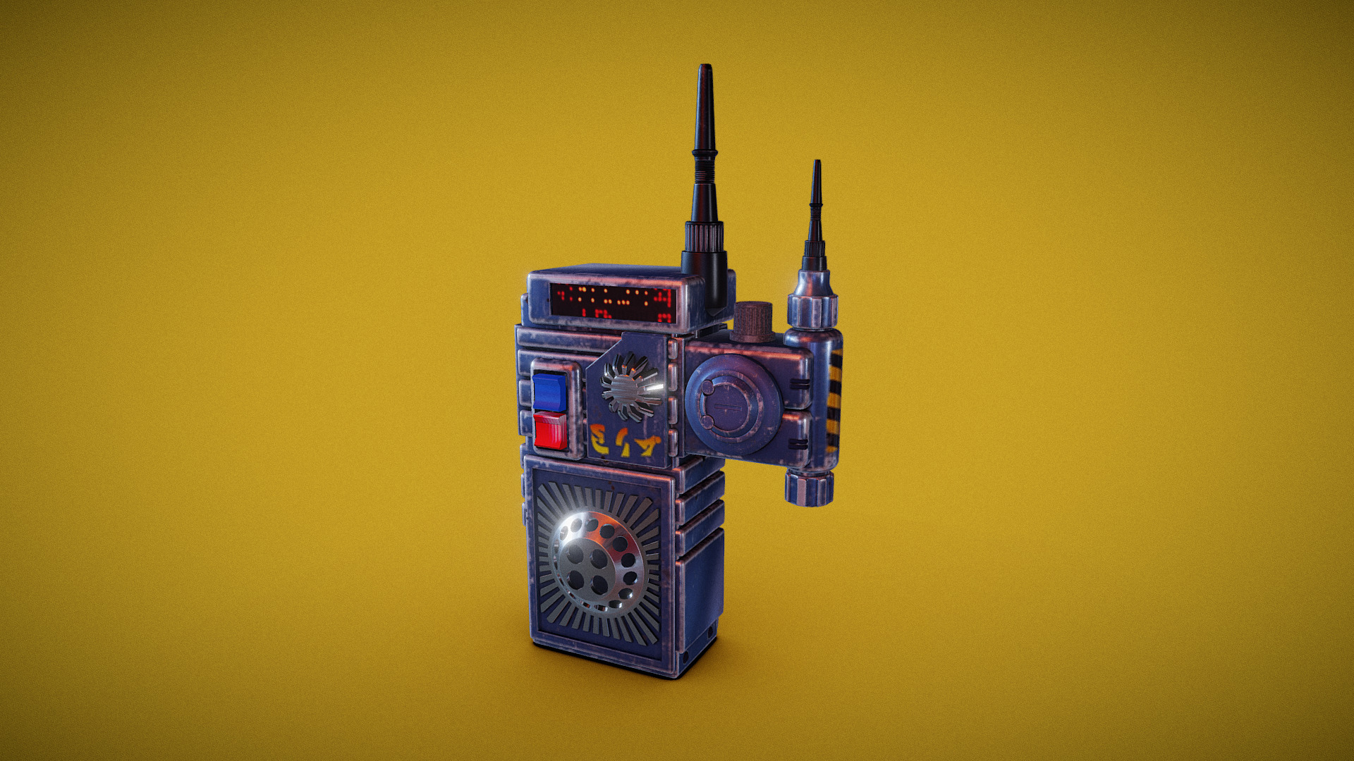 3D model Space Intercom II - This is a 3D model of the Space Intercom II. The 3D model is about a toy robot with a yellow background.