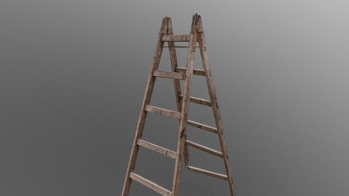 Wooden step ladder vintage 3D Model