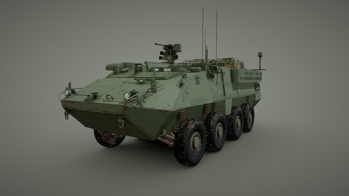 Stryker eight wheeled armored fighting vehicle 3D Model