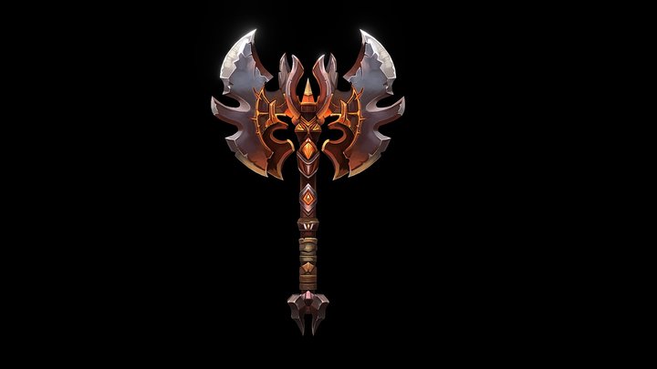 Stylized Battle Axe 3D Model