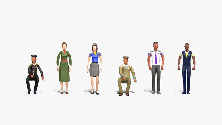 Low Poly Airline Crew Pack, a Characters & Person 3D Model by Studio Ochi (Thumbnail 1 of 13)