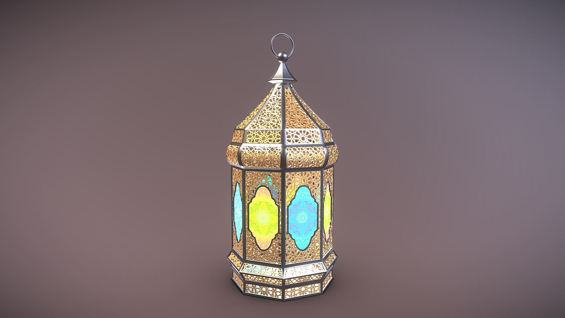 3D model Islamic lantern - This is a 3D model of the Islamic lantern. The 3D model is about a glass bird cage.