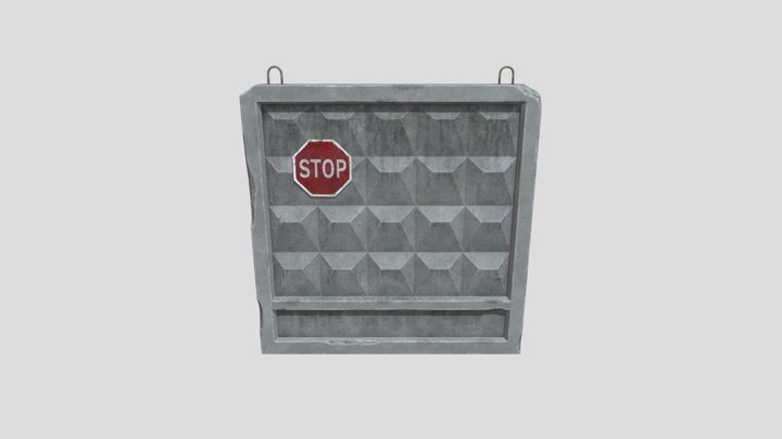 Fense and sign stop 3D Model
