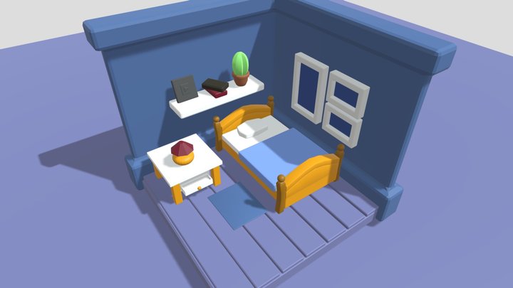 Low-poly bedroom 3D Model