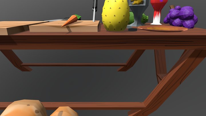 Dinner Layout Low Polly 3D Model