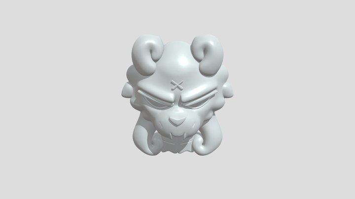 Pink horned cartoon character 3D Model
