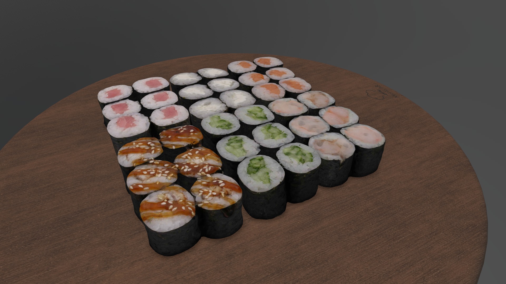 3D model 18Crabs - This is a 3D model of the 18Crabs. The 3D model is about a group of sushi rolls.