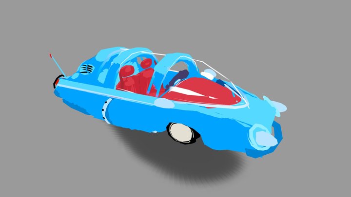 (Quill) 60's Kid's-Show car design 3D Model
