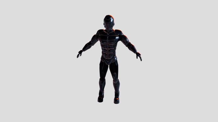 sci-fi_male_character Ascending Stairs 3D Model