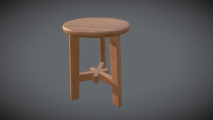 Three-legged Stool PBR 3D Model