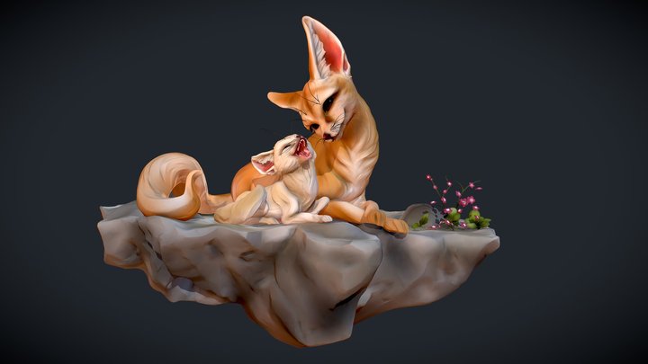 Fennec Family 3D Model