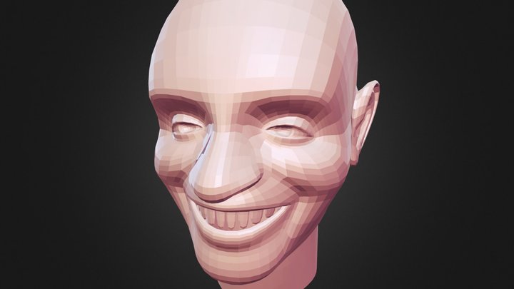 Caricature-style portrait​​ laugh 3D Model