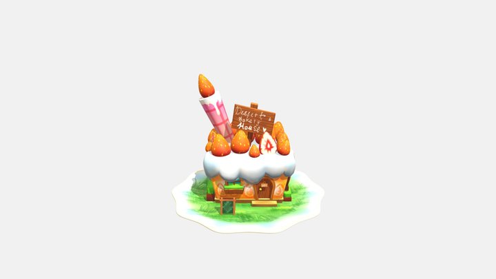 Strawberry Cake Dessert&Bakery Shop 3D Model