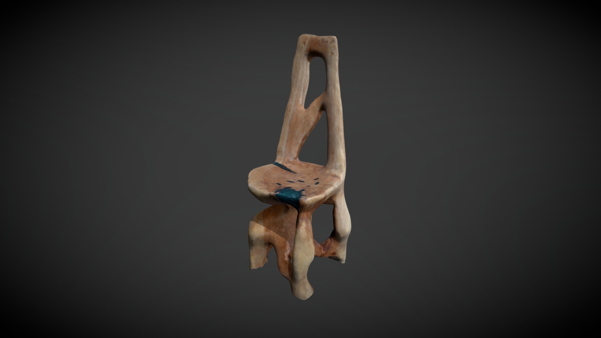 3D model Unique Sculptural Wooden Chair - This is a 3D model of the Unique Sculptural Wooden Chair. The 3D model is about a small toy on a black background.