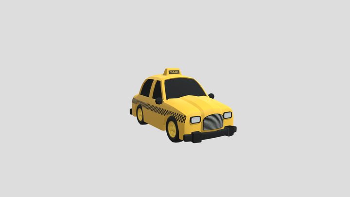 Cartoon taxi Low poli 3D Model