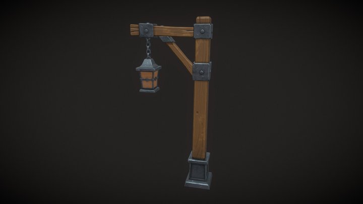 Stylized Wooden Lanter 3D Model