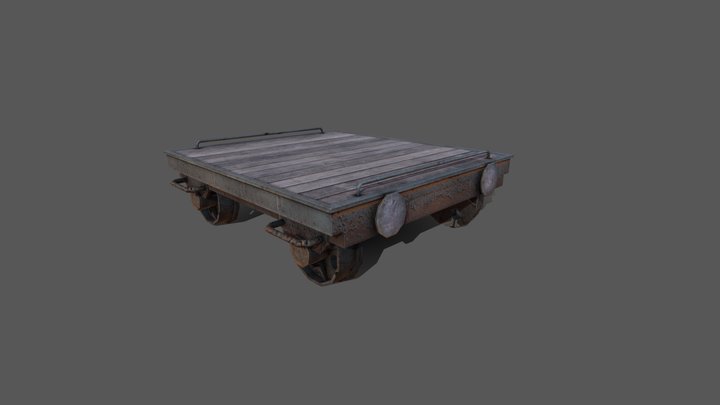 Rail Flatbed Cart - Game Ready 3D Model
