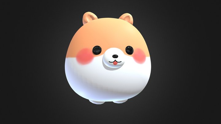 Pomeranian Boo Cute Plush Toy 3D Model