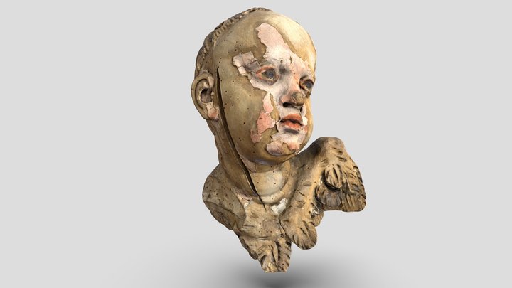Head of an Angel with One Wing 3D Model