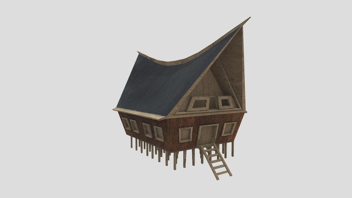 Farmer's house. Batak wooden houses 3D Model