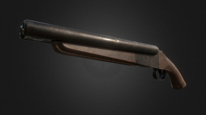 Sawed-Off Double Barrel Shotgun | Low Poly 3D Model