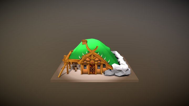 Stylized Viking Blacksmith House 3D Model