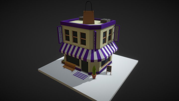 Low Poly Clothes Store 3D Model