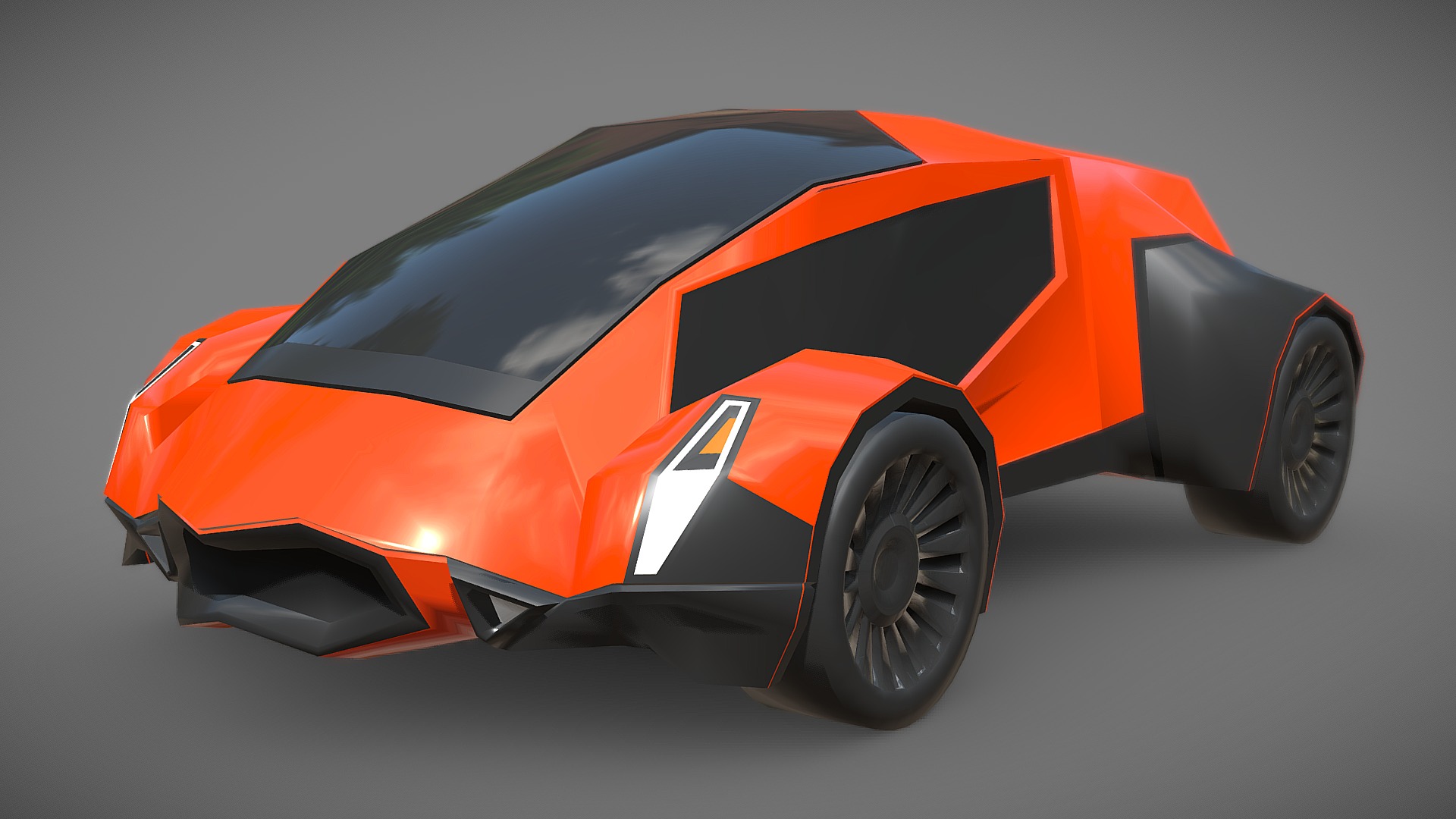 3D model Lowpoly futuristic vehicle - This is a 3D model of the Lowpoly futuristic vehicle. The 3D model is about a red and black sports car.