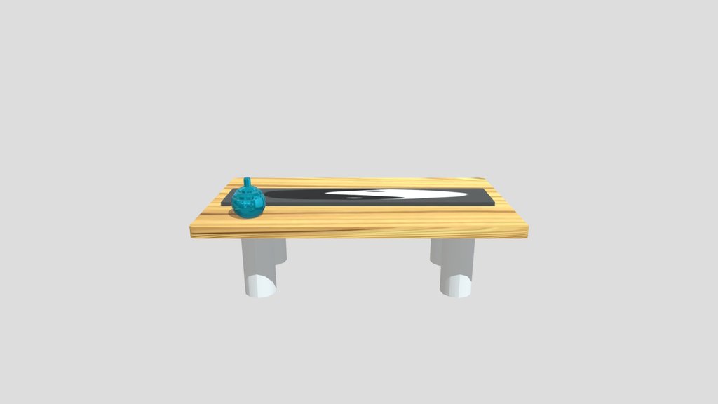 Realistic Japanese Wood Table low-poly (PBR)