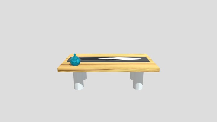Realistic Japanese Wood Table low-poly (PBR)