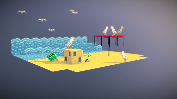 Beach in the Afternoon 3D Model