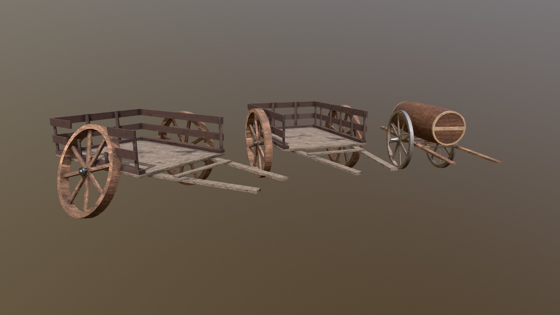 3D Medieval wagons | Low-Poly