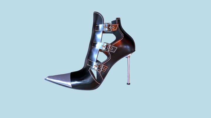 alexander mcqueen patent leather boots 3D Model