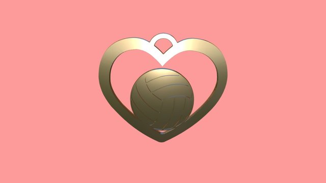 Heart with Volleyball Pendant (full) 3D Model