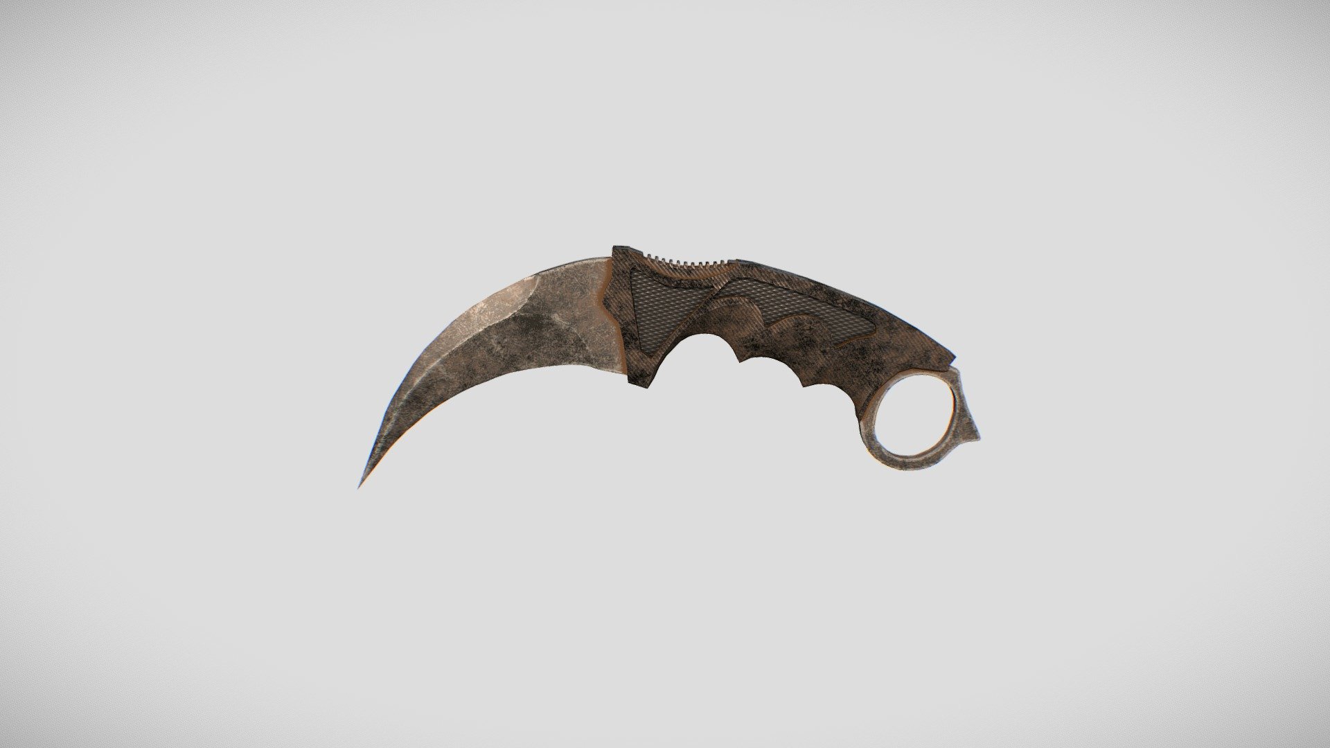 Carbon fiber grip worn Karambit