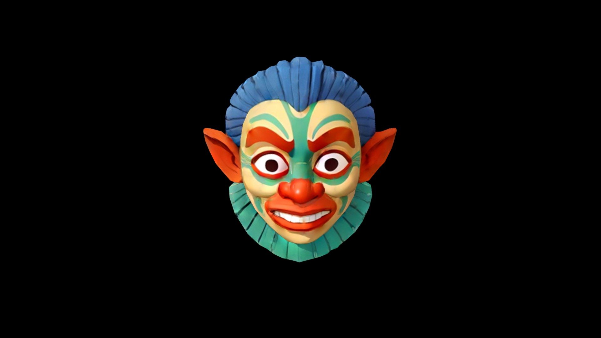 The Image Features A Colorful Mask With Blue Hai Download Free 3d Model By Klrxyz 4fd2c2d