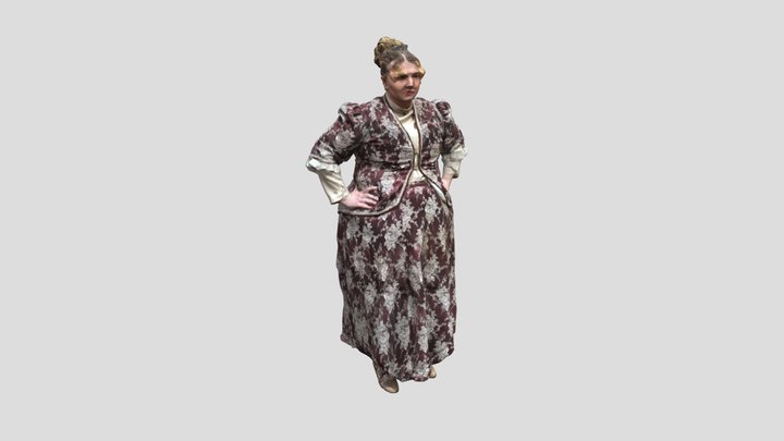 Edwardian Era Woman Standing Idle 3D Model