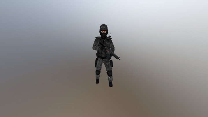 Grey Camo Police SWAT Animations 3D Model
