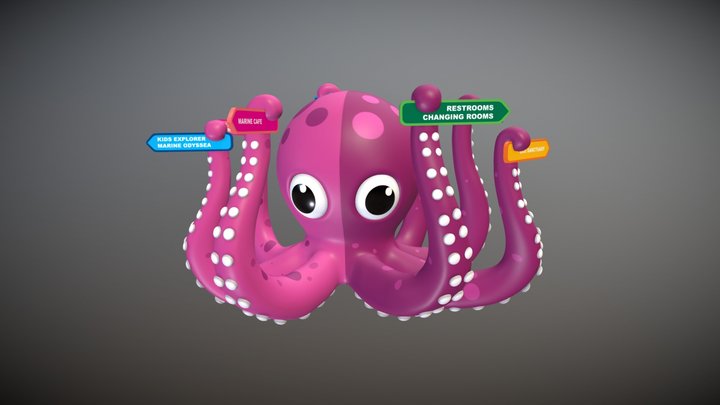3D Octopus Final With Signboards 3D Model
