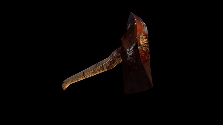 Apocalyptic Wood Axe 3D Model