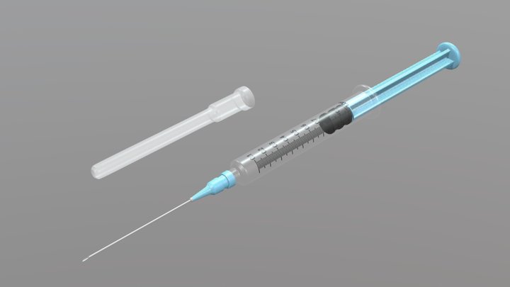 Syringe 1 Milliliter (1ml) 3D Model