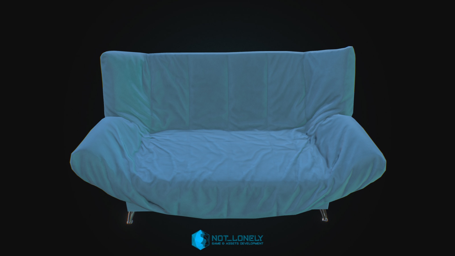 3D model Small Sofa - This is a 3D model of the Small Sofa. The 3D model is about a white pillow on a black background.