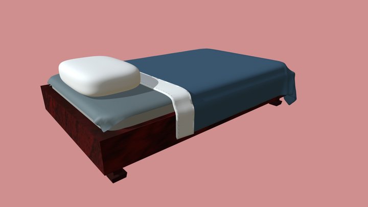 Minimalist Bed (with bedcover & pillow) 3D Model
