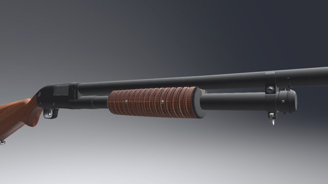 Winchester 12 Gauge Shotgun & Shells 3D Model