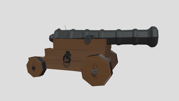 Low-Poly Pirate Cannon 3D Model